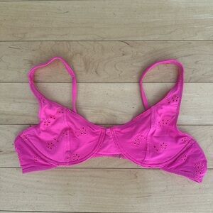 Frankie’s Bikinis pink pointelle bikini top